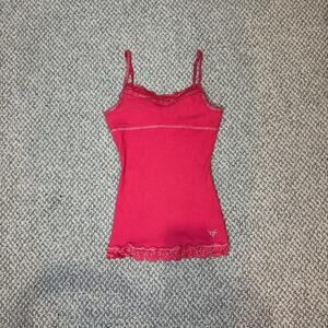Perfect justice cherry red/hot pink vintage y2k sparkly babydoll tank top